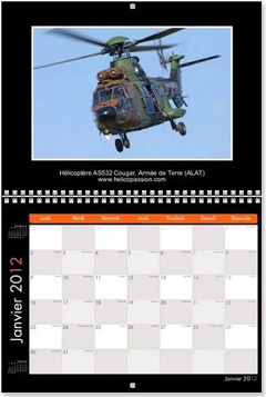 Calendrier 2012 - H&eacute;licoipt&egrave;res militaires fran&ccedil;ais