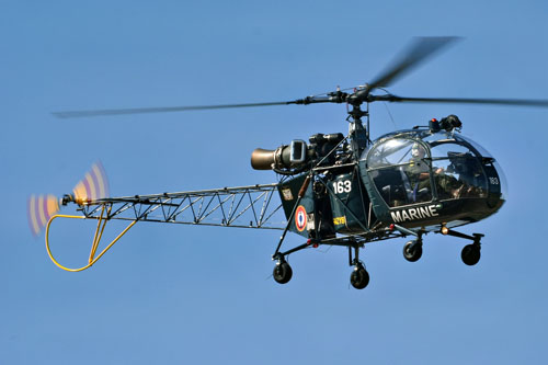 Hélicoptère Alouette II SE3130 F-AZYB/163 Anciennes Pales Marine France