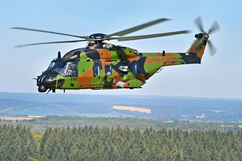 NH90 Caïman en évolution au-dessus de l’est de la France, dans l’environnement de la phase finale d’Orion 2026