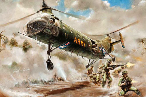 Hélicoptère H21C Shawnee Flying Banana de l'US Army, Guerre du Vietnam