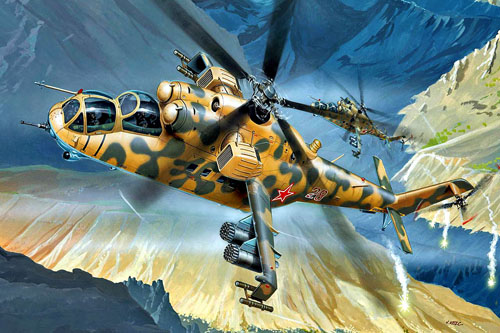 Hélicoptère d'attaque MI24 Hind russe, Afghanistan