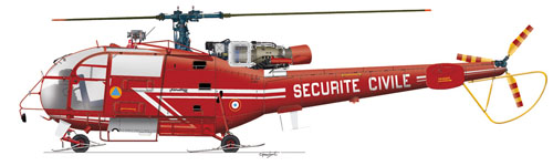 Hélicoptère Alouette III Sécurité Civile France