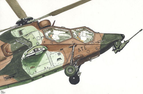 Hélicoptère Tigre ALAT - Illustration pour une affiche de JPO ALAT