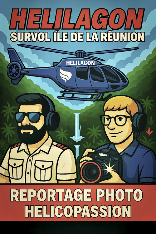 Illustration Survol île de La Réunion avec HELILAGON