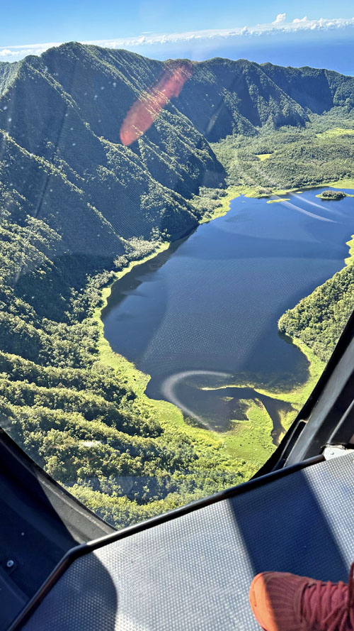 Vol au-dessus du Grand Etang, sur l'île de La Réunion