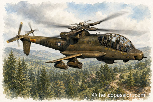 AH-56 Cheyenne vu de trois-quarts en vol