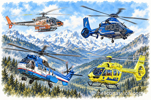 H125, H160, H145 et H225 illustrent la diversité de la gamme actuelle d’Airbus Helicopters