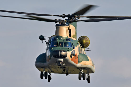 CH-47J Chinook de la JASDF en vol à Iruma, Japon