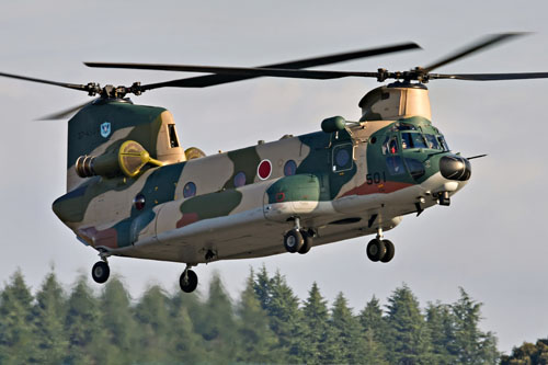 CH-47J Chinook de la JASDF en vol à Iruma, Japon