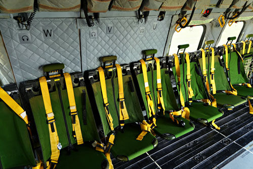 Cabine de Merlin, sièges verts
